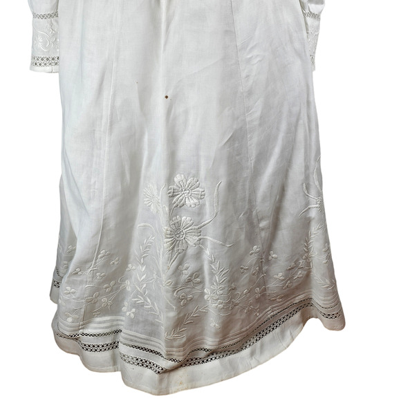 Antique c. 1905 white embroidered linen bodice skirt petticoat Volup - Picture 5 of 16